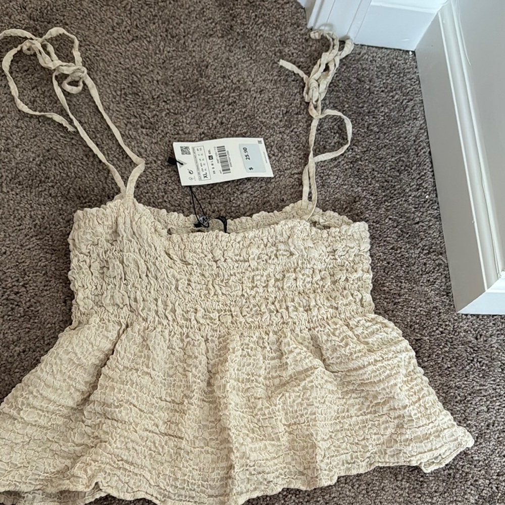 Women's Cream Smocked Top